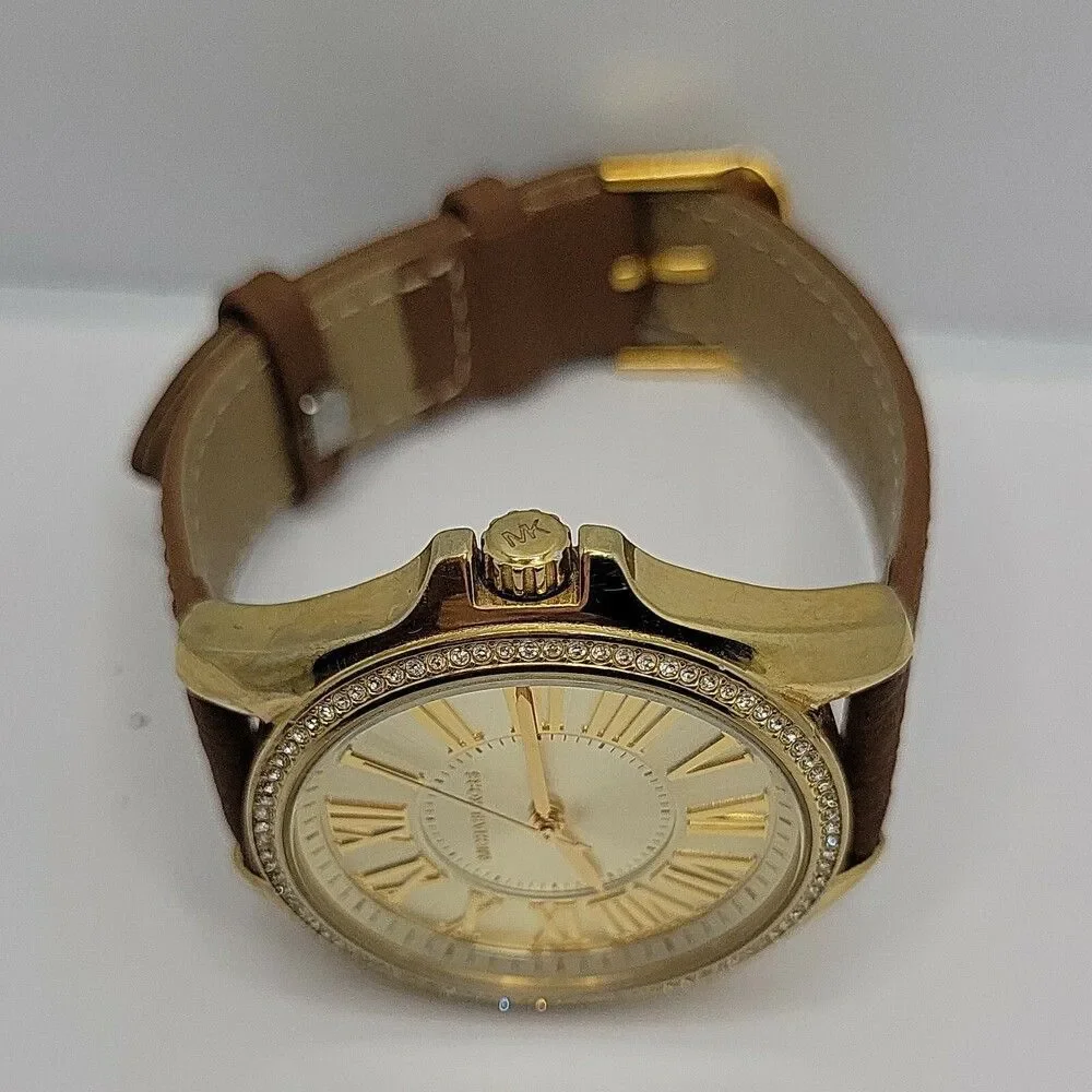 MICHAEL KORS MK2394 Women's Brown Leather Analog Dial Quartz Wrist Watch AM519